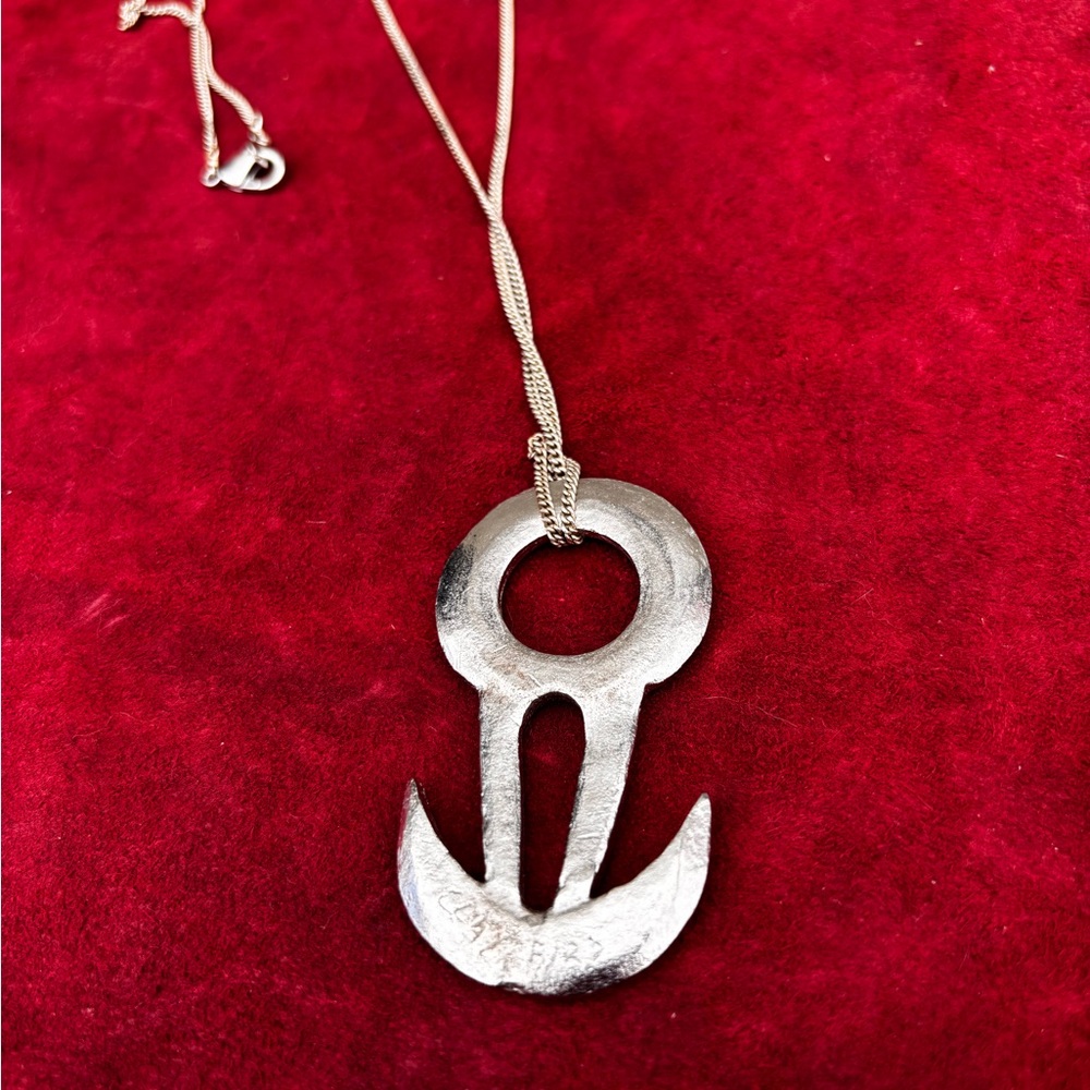 Silver Anchor Cutout Pendant Necklace - Nautical Statement